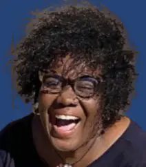 Happy woman with curly hair