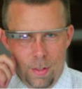 Man wearing smart glasses