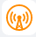 Radio waves illustration in orange circle