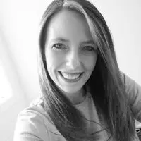 Cheerful woman in casual attire