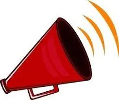 Red megaphone with sound waves