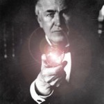 Thomas Edison with Light Bulb