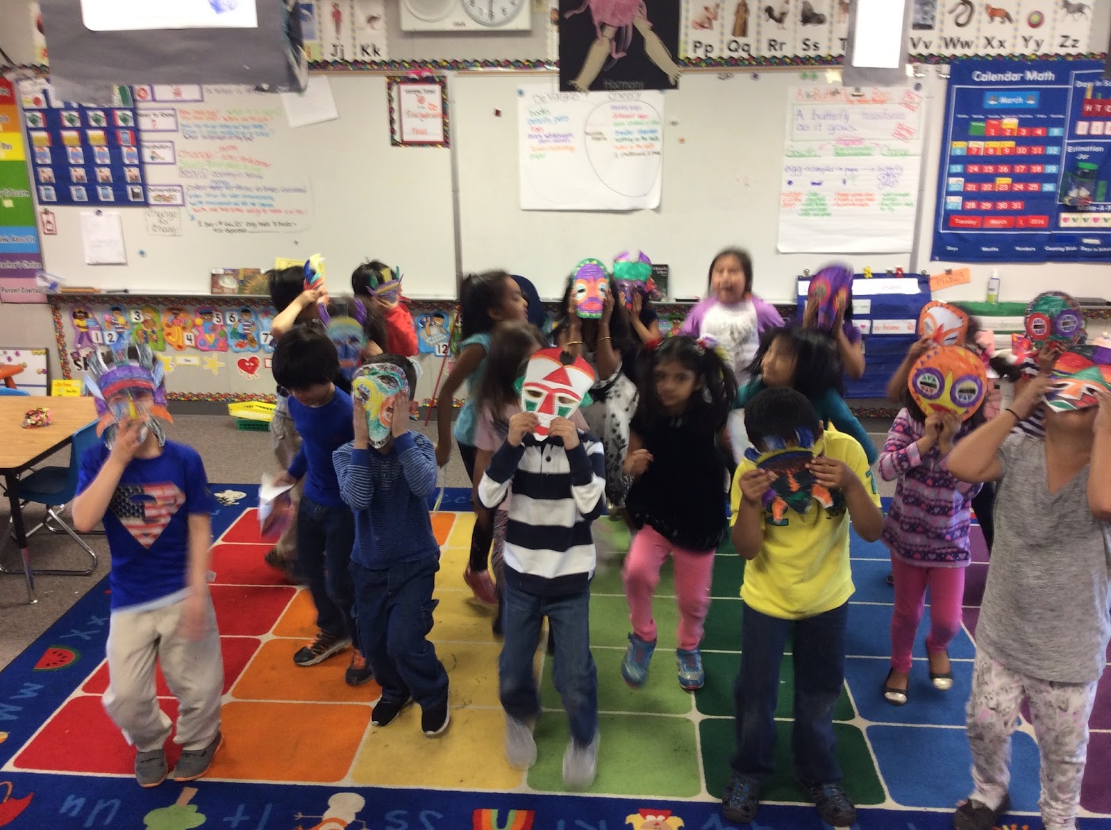 Kindergarteners doing an African Dance