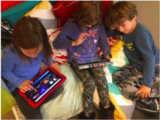 Kids using NASA app