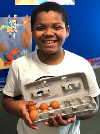 Aidyn selling eggs from Norris Academy
