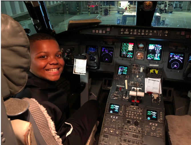 Aidyn Grice in the cockpit