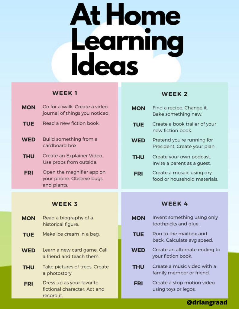 At Home Learning Ideas