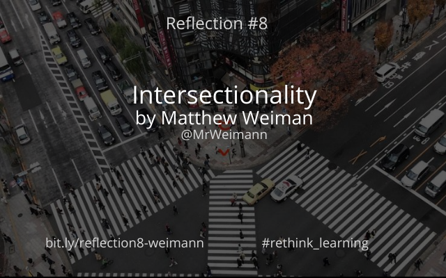 Reflection #8 is with Matthew Weimann on Intersectionality which discusses the concept of privilege