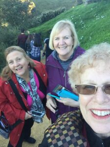 Cynthia, Barbara, and Leigh Hynes at Hobbiton