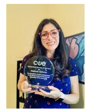 Stephanie Rothstein receiving CUE 2021 Award