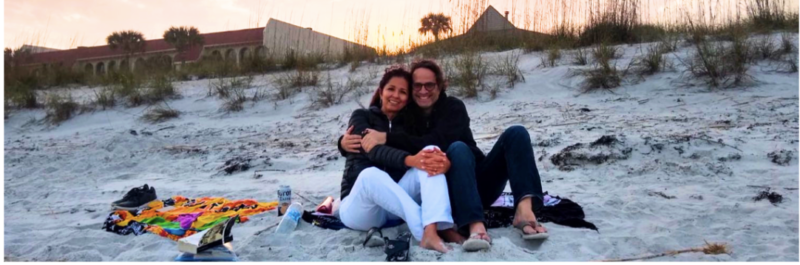 John Miller and his wife, Judith on the beach 