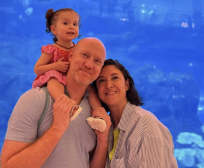 Chris Pultz with his wife, Gamze Keskin, and daughter Olivia Ada