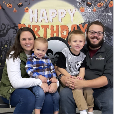 Stephanie with her husband, Kevin, and their children, AJ and El