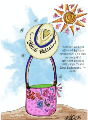 Jerri's sketchnote and quote about kind badassery