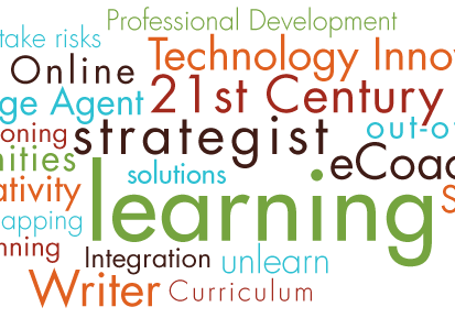 Colorful word cloud highlighting learning and skills