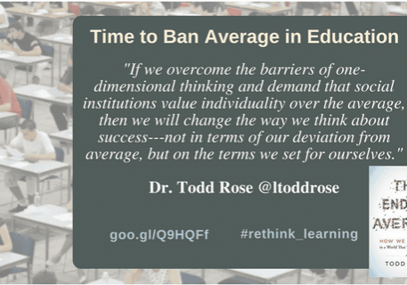 Students taking test behind "Ban Average" quote
