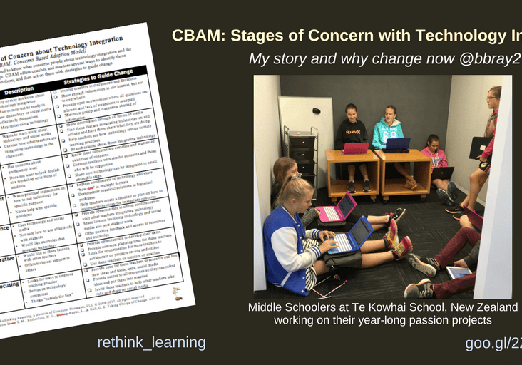 Middle school students working on technology projects