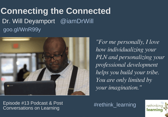 Man using laptop next to podcast quote