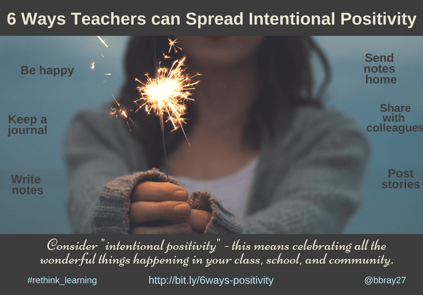 Teacher holding sparkler with positivity tips