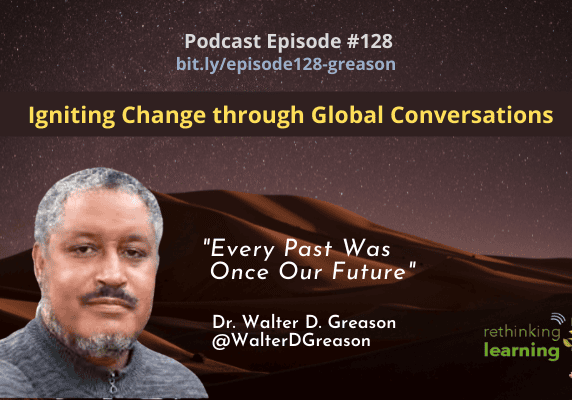 Podcast cover with portrait and quote