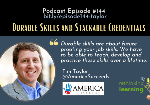 Podcast banner: durable skills and stackable credentials