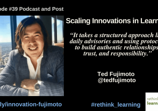 Podcast graphic: smiling speaker with city background