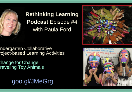 Podcast slide: woman headshot, kids with masks