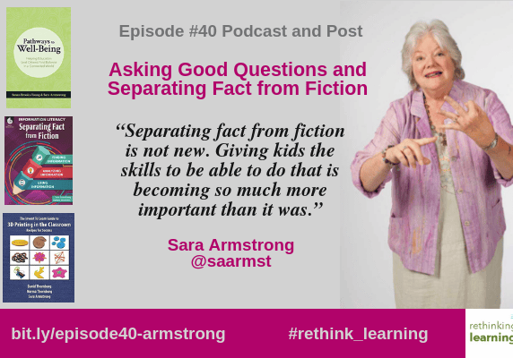 Podcast promo graphic: woman, books, quote