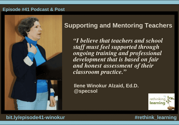 Speaker presenting supporting and mentoring teachers slide
