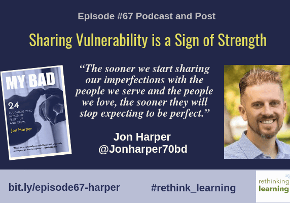 Sharing vulnerability podcast banner with smiling man
