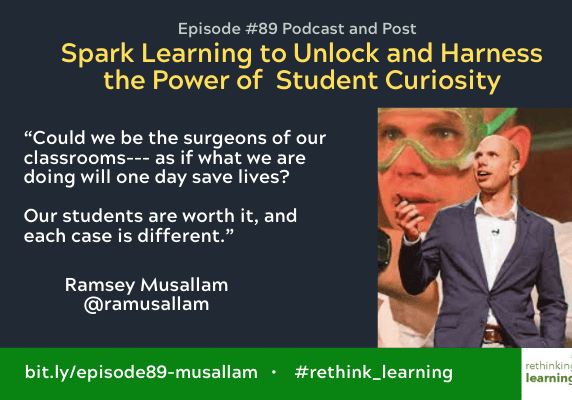 Podcast banner: speaker promoting student curiosity