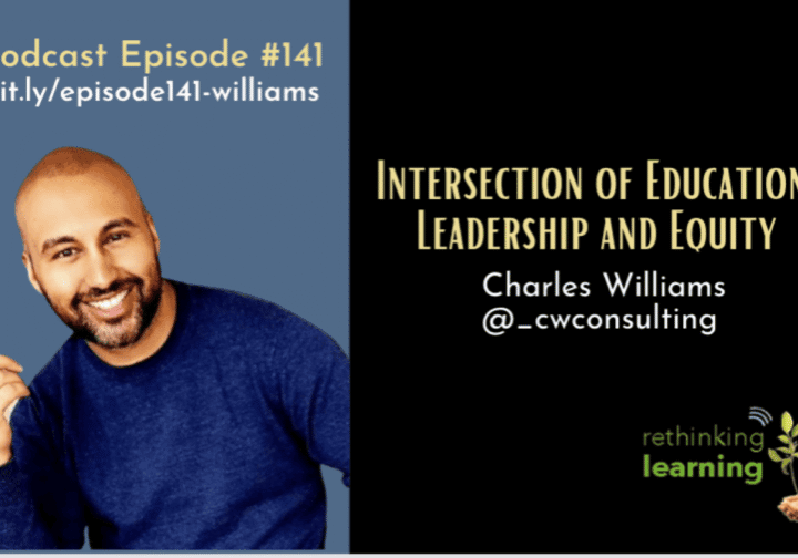 Podcast cover: smiling man; education leadership equity