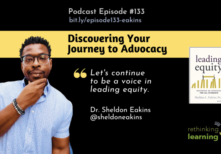 Person beside advocacy podcast title and book