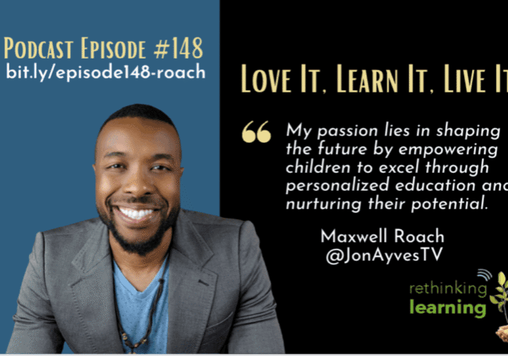 Smiling man beside educational podcast quote