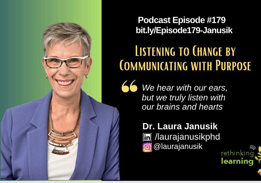 Podcast episode featuring Dr. Laura Janusik on listening and communication.
