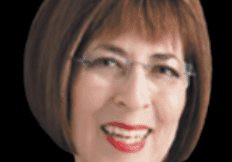 Woman with short hair and red lipstick