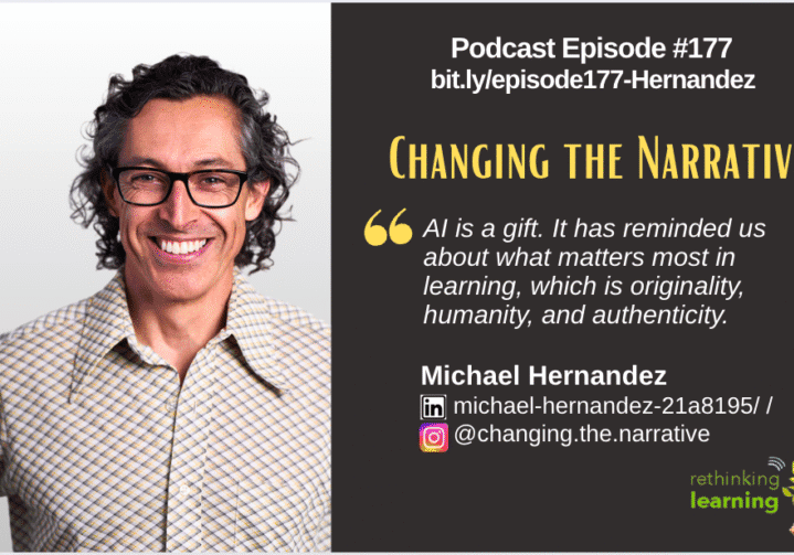 Smiling man in glasses next to podcast graphic