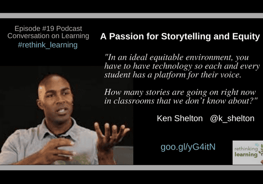 Podcast speaker discussing storytelling and equity