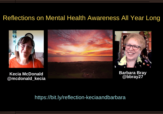 Two presenters flanking sunset, mental health awareness
