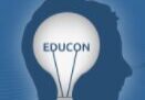Silhouette with light bulb and EDUCON text