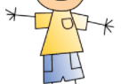Stick-figure cartoon boy with backwards cap