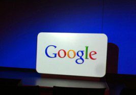 Bright Google logo on screen