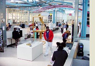 Busy office environment with modern design