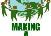 People holding hands around Earth