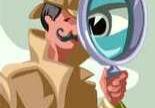 Investigator character examining with magnifier